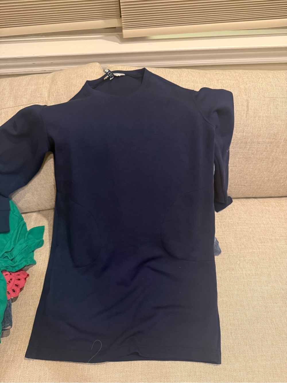 SPANX Navy Short Sleeve Shift Mini Dress